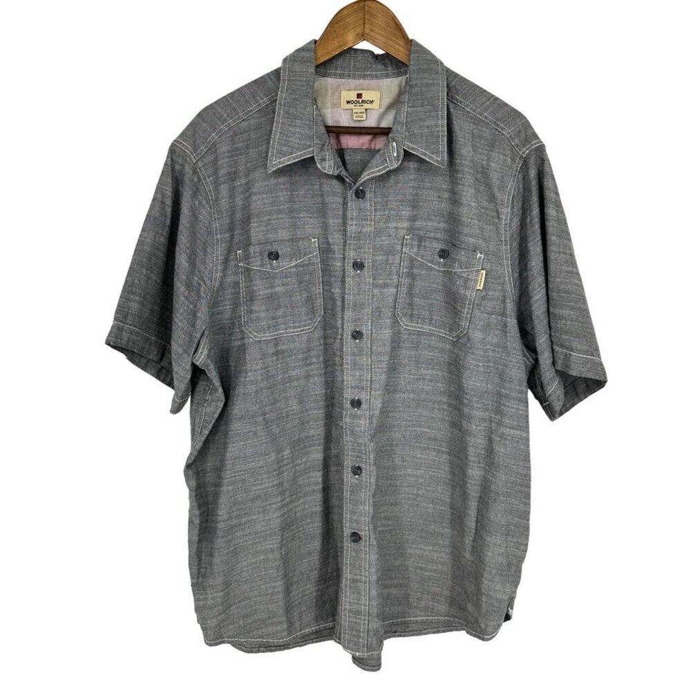Woolrich Short Sleeve Static Heathered Gray Button Down Shirt Men’s Size XXL